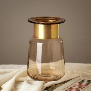 Vase de table en verre artisanal marron, style Art Déco vintage, modèle Fleur de <span class=keywords><strong>Ptolémée</strong></span>, décoration de chambre, cadeau, marque HUIKUN, Shanxi - Product Image 4