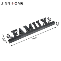 Signe de lettre en bois de pin noir belle découpe sur pied 'FAMILY' décor à la maison petite boîte sculpture florale affichage de Table au Laser