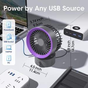 Ventilateur de bureau solaire d'urgence, dernière tendance, rechargeable AC/USB, mini ventilateur de table portable 20000mAh pour usage extérieur - Product Image 5