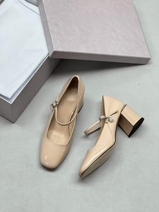 Zapatos de Vestir Jimmy para Mujer, con Punta Cuadrada, Estilo Mary Jane, Correa con Hebilla, Detalle de Perlas, Tacón Grueso y Cómodo - Product Image 1