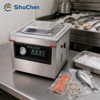 Scelleuse sous vide automatique de type table Shuchen pour poisson et poulet, avec pompe industrielle et deux barres de scellage