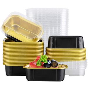Vaso Rectangular de Papel de Aluminio de 6 Oz, Vaso de Papel de Aluminio Colorido, Recipiente de Papel de Aluminio Reciclable para Postres con Tapa de PET - Product Image 1