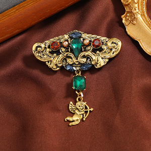 Broche de Noivado e Casamento de Luxo Leve, Série Turquesa Retrô, com Cristal em Liga de Alta Qualidade e Cravação em Gota de Óleo - Product Image 3