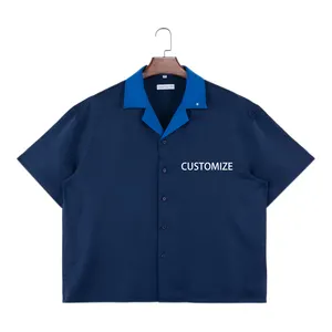 デジタル印刷を受け入れるカスタムボウリングシャツメンズカジュアルユニセックスウェア半袖クラシックキャンプキューバカラーデザイナーメンズシャツ
