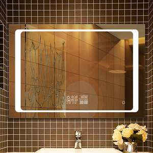 Productos de tendencia 2025 decoración impermeable ambiental plata baño Led luz espejo con tiempo y temperatura pantalla sala de estar Muebles personalizados - Product Image 1