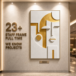 Cuadro Abstracto Cubista de Rostro, Arte Mural 3D Multicapa, Marco Dorado, Decoración de Lujo para Hotel, Ascensor, Vestíbulo, Pasillo, Personalizado, OEM - Product Image 3