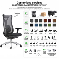 Chaise de bureau ergonomique en maille pour la maison, avec dossier haut réglable et pivotant, en maille respirante et mousse, idéale pour le salon et le bureau.