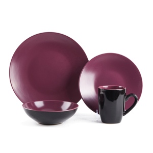 16 Pc Plum Elegant Stoneware Set Popular Hot Selling Kitchen Bowls Plates Ceramic Coffee Mug <b>Dinnerware</b> Sets for 4 People Use - Product Image 4