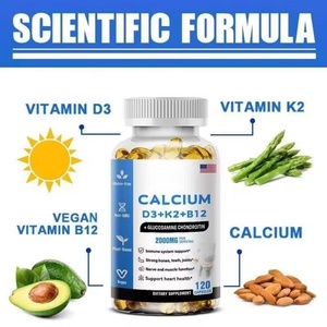 Compléments alimentaires multivitaminés pour adultes, sans OGM, sans gluten, enrichis en calcium, vitamines D3, K2, B12 et glucosamine, en gélules molles, pour soutenir la santé des os et des articulations. - Product Image 3