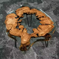 Table de salle à manger en bois massif de noyer avec résine époxy, style rivière, fabrication directe d'usine de meubles Round Home Furniture
