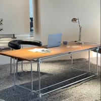 Bauhaus Axe Optique Bureau en Orme Rétro Industriel Moderne en Bois Massif pour Salle à Manger Studio Réunions Bureau de Luxe Immeuble de Bureaux à Domicile