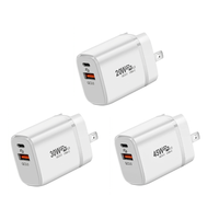 Chargeur rapide 2 ports pour téléphone portable et tablette, bloc de charge rapide 20-45W PD3.0 QC3.0 USB-A Type-C, adaptateur secteur mural compact, chargeur de voyage