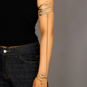 Bracciale e Polsino Vintage in Metallo a Forma di <span class=keywords><strong>Serpente</strong></span>, Catena Integrata, Bracciale a <span class=keywords><strong>Serpente</strong></span> a Due Teste Esagerato - Product Image 3