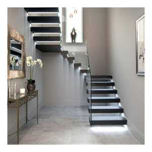 מדרגות צפות פנימיות עם מסגרת פלדה, פלטפורמת עלייה מעץ, מדרגות פנימיות, מדרגות צפות - Product Image 2