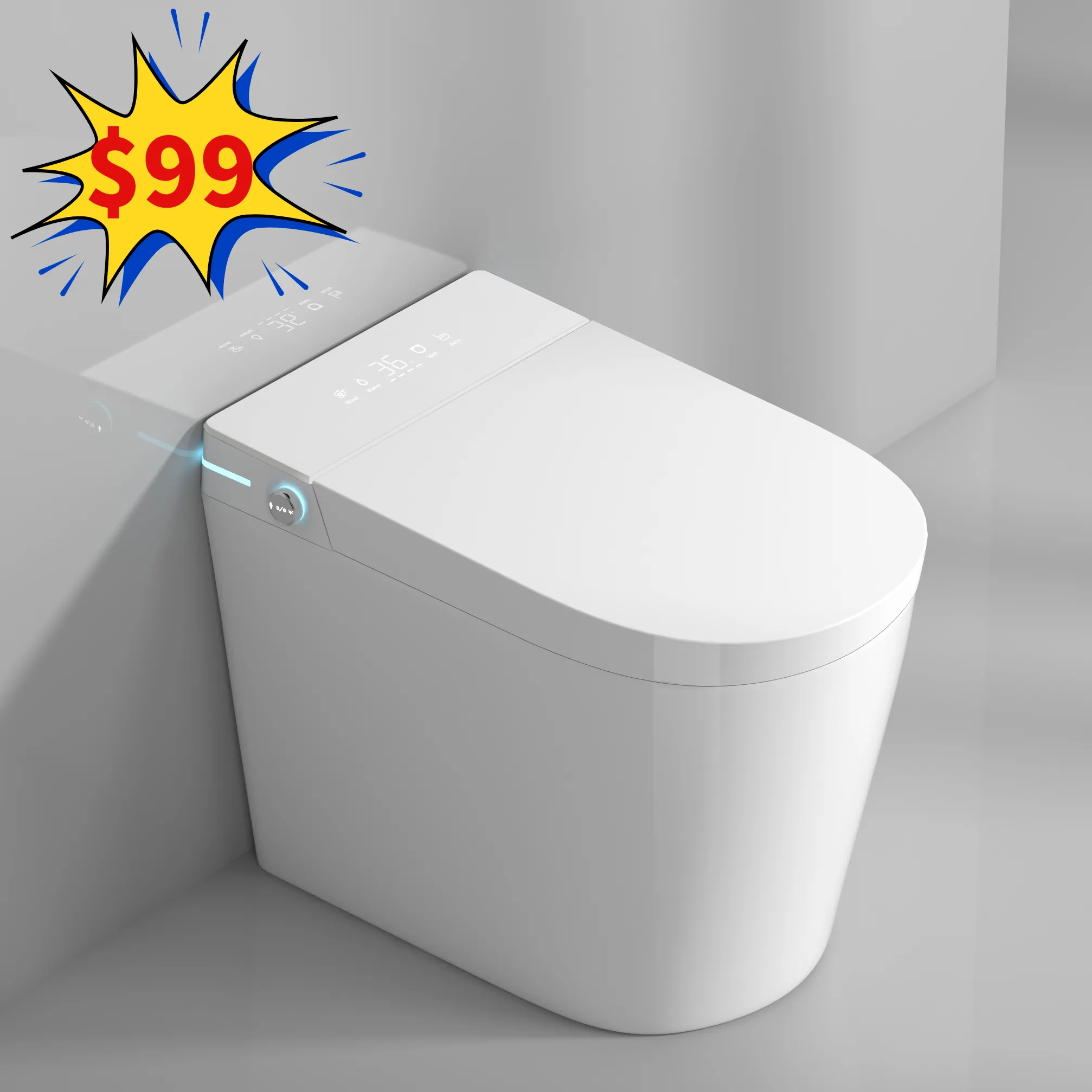 Venta superior WC inteligente Ahorre espacio Tamaño pequeño Artículos sanitarios Armario de agua Inodoro automático Baño Inodoro inteligente de cerámica