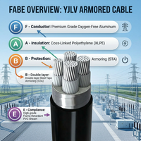 Câble d'alimentation YJLV en aluminium XLPE, cuivre léger, gaine PVC 0,6/1 kV pour la transmission et la distribution d'énergie sur longue distance