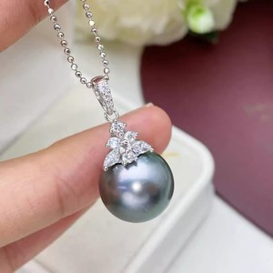 DIY WENCHI 31265 Modelo S925, Colgante de Plata con Cuentas Redondas de 11-13 mm, Base Vacía, Joyería de Moda Elegante para Mujer - Product Image 1