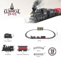 Ensemble de train à vapeur classique en plastique ABS, piste de chemin de fer, fumée, son, jouet de train électrique pour garçons