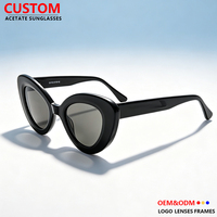 Monturas de Gafas Ópticas OEM ODM con Logotipo Personalizado, Gafas de Sol de Acetato Estilo Ojo de Gato Extra Grandes para Mujer, Protección UV400, Venta al Por Mayor