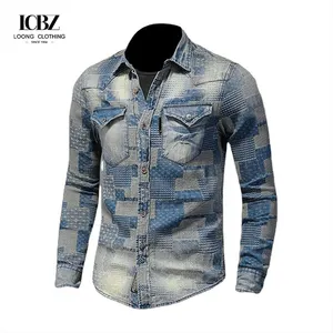 2022 Cheap wholesale unique design spring fashion men's jeans shirt men's retro flower shirt