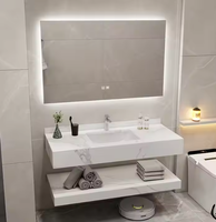 Desain Hotel Kabinet Dinding Kustom dari Batu Sinter Marmer dengan Wastafel Tunggal untuk Proyek Konstruksi