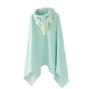 アニマルデザインソフト子供用フード付きマント漫画ベビーコーラルフリースキッズバスタオル - Product Image 2