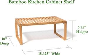 رف خزانة من الخيزران أحادي الطبقة حديث دولي <span class=keywords><strong>15</strong></span> \ \ "<span class=keywords><strong>X</strong></span> 10 \" <span class=keywords><strong>X</strong></span> 6 \ "لتنظيم أواني الطعام والحمام والمطبخ - Product Image 2