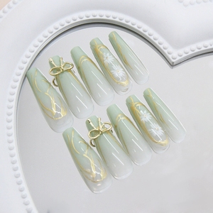 Appuyez sur les <span class=keywords><strong>ongles</strong></span> en gros 24 pièces nouveau Style <span class=keywords><strong>chinois</strong></span> vert longue presse <span class=keywords><strong>ongles</strong></span> artificiels prêts à l'emploi faux <span class=keywords><strong>ongles</strong></span> haute visibilité - Product Image 4