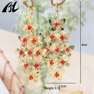 أقراط هاواي المصنوعة يدويًا مطلية بالذهب ، طوق أذن بشراشيب طويل مع فراشة نسائية ، أقراط متدلية أنيقة مشهورة للنساء - Product Image 6