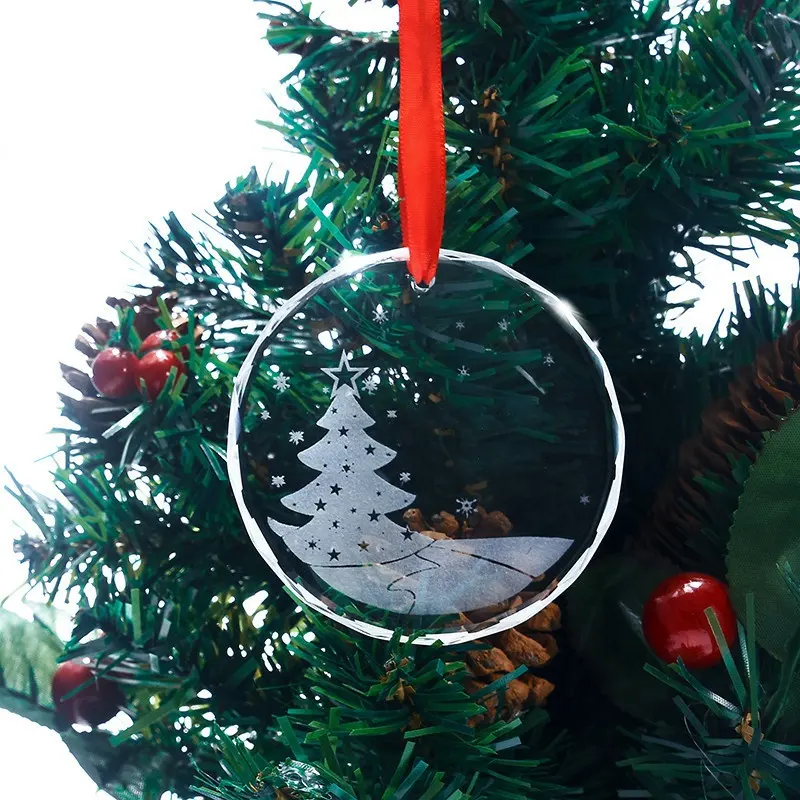 Benutzer definiertes Logo Frohe Weihnachten Dekorationen hängen Kristall Weihnachts baum Ornament