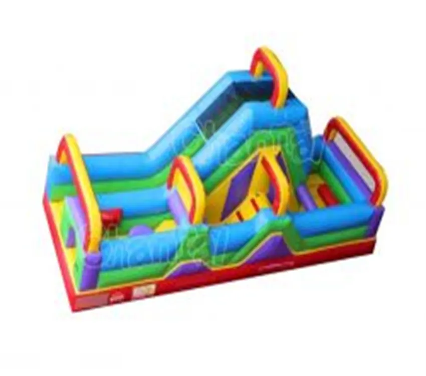 One Lane Commercial inflatable obstacle course obstacles bouncers house slide for sale