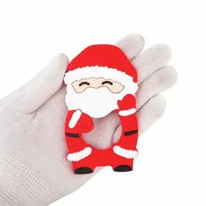 Mới nhất phong cách BPA free Santa Claus Silicone Teether trẻ sơ sinh cấp thực phẩm bé giáng sinh Teether Quà Tặng