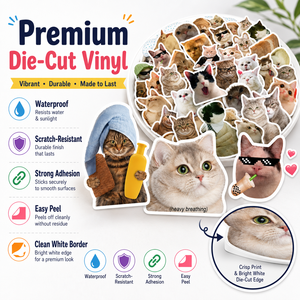 Pegatinas de Vinilo Personalizadas con Diseño de Gato Divertido, Resistentes al Agua, Recortadas, para Laptop, Botella de Agua, Teléfono, Equipaje - Product Image 2