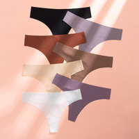 Tangas para mujer, ropa interior sin costuras, bragas de seda helada para mujer, Tanga Sexy, calzoncillos de tiro bajo, calzoncillos con espalda en T, bragas para mujer
