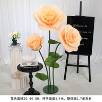 Ensemble de fleurs artificielles géantes en papier, décoration florale pour mariage, événement, présentoir sur pied