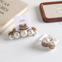 Pince à cheveux en perles MUJU D448 10cm, lot de 5 perles, couleurs mélangées, faible MOQ, prête à la vente, logo personnalisé, code-barres