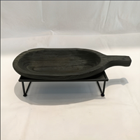 Plateau de service ovale en bois massif naturel 45cm X 21cm X 6.5cm, style rustique moderne, pour table basse, repas, fête, décoration intérieure