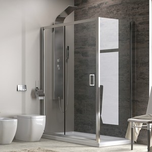 Kamalu K410NS moderna custodia per doccia in vetro trasparente 120x70cm con telaio in alluminio inox 180cm di altezza per uso camera/bagno - Product Image 2