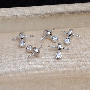 อุปกรณ์ทำเครื่องประดับเงินแท้ 925 ถาดเปล่าสำหรับใส่ไข่มุก 5828 ขนาด 7-8 มม. ตัวล็อคเงิน ตัวเชื่อมต่อแบบเส้น สำหรับงานเครื่องประดับ - Product Image 1