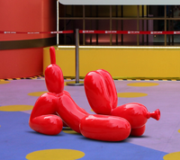 Pour Pop Art Style géant brillant rouge FRP ballon chien Sculpture résine artisanat pour moderne maison et jardin décor