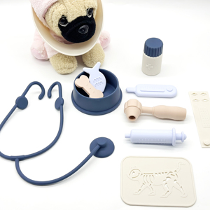 Offre Spéciale 11 pièces ensemble de jeu vétérinaire en Silicone non toxique sans BPA pour enfants <span class=keywords><strong>Kit</strong></span> de médecin pour animaux de compagnie pour les tout-petits - Product Image 1