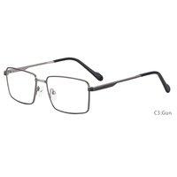 Monturas de Gafas Metálicas Rectangulares Clásicas FEROCE para Hombre 9145, Diseño Bicolor con Bisagra de Resorte Reparable