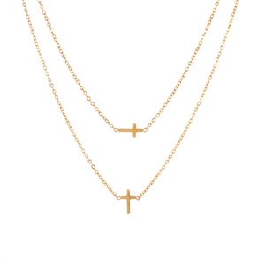 Collar de Cadena con Cruz Minimalista Religiosa, Joyería de Fe, Regalo para Mujer, Chapado en Oro de 18k, Gargantilla con Cruz Pequeña y Delicada - Product Image 1
