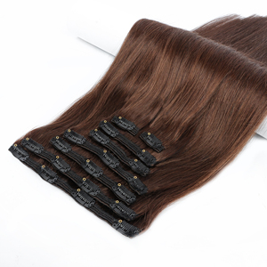 Extensions de cheveux humains naturels <span class=keywords><strong>Remy</strong></span> 100% cheveux humains bruns à clipser, provenant d'un seul donneur - Product Image 2