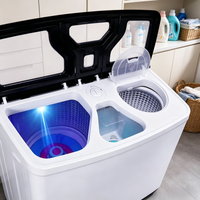 Lave-linge compact semi-automatique à trois cuves empilables, à chargement par le haut, grande capacité, à commande manuelle