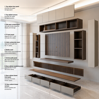 Meuble TV en bois minimaliste avec rangement, consoles multimédias murales grises pour salon, support moderne de luxe
