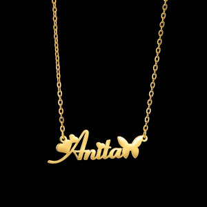 Dropshipping POD Custom <b>Name</b> Gold Plated Butterfly Pendant Necklace Stainless Steel Personalized Jewelry Everyday Wear - Product Image 1