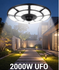 Lampada Solare LED Integrata Rotonda Impermeabile IP65 da 1000W 2000W, Luce UFO per Esterni per Prato, Cortile e Bordo Strada - Product Image 1