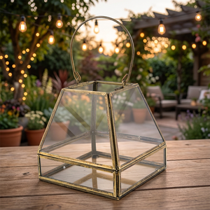 <b>Brass</b> Metal <b>Lantern</b> With Glass Panels For Home Decoration Durable Design - Product Image 3