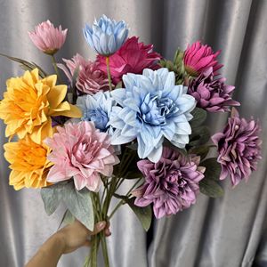 Fleurs artificielles de dahlia Jinxi en soie, faites à la main, pour décoration de mariage et de maison 63650520 - Product Image 1